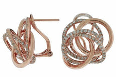 ESTATE 1.50CT DIAMOND 14KT ROSE GOLD 3D MULTI ROW LOVE KNOT CLIP ON EARRINGS