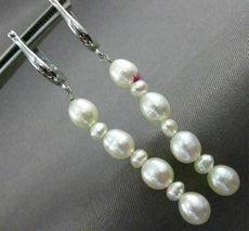 ESTATE LONG SOUTH SEA PEARL 14K WHITE GOLD 3D LEVER BACK HANGING EARRINGS #26311