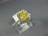 GIA LARGE 1.42CT WHITE & FANCY YELLOW DIAMOND 14KT GOLD CUSHION ENGAGEMENT RING