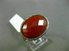 ESTATE LARGE 9.44CT DIAMOND & EXTRA FACET RED AGATE 14K ROSE GOLD HALO FUN RING