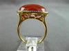 ESTATE LARGE 9.44CT DIAMOND & EXTRA FACET RED AGATE 14K ROSE GOLD HALO FUN RING