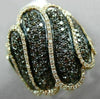 ESTATE LARGE 1.59CT DIAMOND & AAA ORANGE SAPPHIRE 18K 2 TONE GOLD 3D WAVE RING