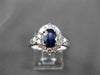 ESTATE 2.41CT DIAMOND & AAA SAPPHIRE 18KT WHITE GOLD 3D OVAL ENGAGEMENT RING