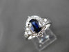ESTATE 2.41CT DIAMOND & AAA SAPPHIRE 18KT WHITE GOLD 3D OVAL ENGAGEMENT RING