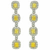LARGE 7.73CT WHITE & FANCY YELLOW DIAMOND 18K TWO TONE GOLD SQUARE HALO EARRINGS