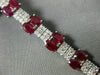 ESTATE WIDE & LONG 20.47CT DIAMOND & AAA RUBY 18KT WHITE GOLD 3D TENNIS BRACELET