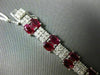 ESTATE WIDE & LONG 20.47CT DIAMOND & AAA RUBY 18KT WHITE GOLD 3D TENNIS BRACELET
