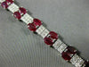 ESTATE WIDE & LONG 20.47CT DIAMOND & AAA RUBY 18KT WHITE GOLD 3D TENNIS BRACELET