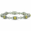 LARGE 5.29CT WHITE & CANARY DIAMOND 18K TWO TONE GOLD LOCK LINK TENNIS BRACELET