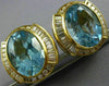 EXTRA LARGE 15.60CT DIAMOND & AAA BLUE TOPAZ 14K YELLOW GOLD 3D CLIP ON EARRINGS