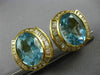 EXTRA LARGE 15.60CT DIAMOND & AAA BLUE TOPAZ 14K YELLOW GOLD 3D CLIP ON EARRINGS