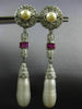 EXTRA LARGE 2.58CT DIAMOND AAA RUBY & SOUTH SEA PEARL 14KT WHITE GOLD EARRINGS