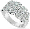 ESTATE WIDE 2.25CT DIAMOND 18K WHITE GOLD 3D MULTI ROW WEDDING ANNIVERSARY RING