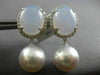 LARGE 11CT DIAMOND AAA BLUE CHALCEDONY & SOUTH SEA PEARL 18K WHITE GOLD EARRINGS