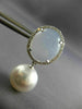 LARGE 11CT DIAMOND AAA BLUE CHALCEDONY & SOUTH SEA PEARL 18K WHITE GOLD EARRINGS