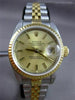 ROLEX OYSTER LADY- DATE JUST 18K YELLOW GOLD & STAINLESS STEEL WATCH & BOX #1833