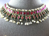 XL LARGE ANTIQUE RUBY & PEARL 18K YELLOW GOLD & SILVER INDIAN CLEOPATRA NECKLACE