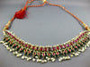 XL LARGE ANTIQUE RUBY & PEARL 18K YELLOW GOLD & SILVER INDIAN CLEOPATRA NECKLACE