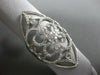 ESTATE EXTRA LARGE 1.33CT DIAMOND 14K WHITE GOLD OPEN FILIGREE FLEUR DE LIS RING