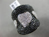 ESTATE MASSIVE 2.24CT WHITE BLACK DIAMOND 18K 2 TONE GOLD PAVE 3 HEART LOVE RING