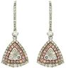 ESTATE 1.56CT WHITE & PINK DIAMOND 14KT WHITE GOLD DOUBLE HALO HANGING EARRINGS