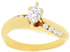 .56CT DIAMOND 14KT YELLOW GOLD 3D MARQUISE & ROUND SWIRL LOVE ENGAGEMENT RING
