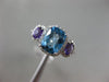 ESTATE 2.13CT ROUND DIAMOND & AAA AMETHYST & BLUE TOPAZ 14K WHITE GOLD HALO RING