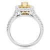 ESTATE 1.29CT WHITE & FANCY YELLOW DIAMOND 18KT 2 TONE GOLD 3D ENGAGEMENT RING