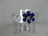 ESTATE 1.48CT DIAMOND & AAA SAPPHIRE 18KT WHITE GOLD 3D DOUBLE FLOWER LOVE RING