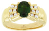 ESTATE 1.54CT DIAMOND & AAA RUSSALITE 14KT YELLOW GOLD BOW SHAPE ENGAGEMENT RING