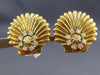 ANTIQUE LARGE 1.0CT ROUND DIAMOND 18KT GOLD CLASSIC SHELL EARRINGS E VVS #2241