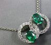 ESTATE 1.03CT DIAMOND & AAA EMERALD 14KT WHITE GOLD OVAL CIRCLE OF LIFE PENDANT