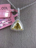 ESTATE .94CT WHITE & FANCY YELLOW DIAMOND 18KT 2 TONE GOLD HALO TRILLION PENDANT