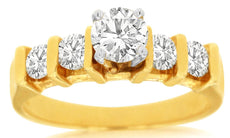 .87CT DIAMOND 14KT YELLOW GOLD 3D CLASSIC FIVE STONE CHANNEL ENGAGEMENT RING