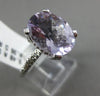 ESTATE LARGE 3.84CT DIAMOND & LIGHT AMETHYST 14KT WHITE GOLD HALO SOLITAIRE RING