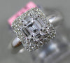 ESTATE .47CT ROUND & BAGUETTE DIAMOND 18K WHITE GOLD 3D FILIGREE ENGAGEMENT RING