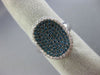 LARGE .79CT WHITE & BLUE DIAMOND 18KT WHITE GOLD OVAL FILIGREE ANNIVERSARY RING