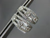 ESTATE WIDE 1.0CT DIAMOND 14K WHITE GOLD 3D 3 STONE OVAL HUGGIE HANGING EARRINGS