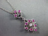 ESTATE .24CTW RUBY & DIAMOND 14KT WHITE GOLD CLUSTER OPEN WORK DROP PENDANT #XXX