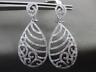 ESTATE LARGE 1.20CT DIAMOND 14K WHITE GOLD 3D TEAR DROP CLIP ON HANGING EARRINGS