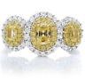 ESTATE 2.01CT WHITE & FANCY YELLOW DIAMOND 18K GOLD THREE STONE ANNIVERSARY RING