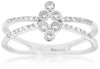 ESTATE .25CT DIAMOND 14KT WHITE GOLD 3D CLASSIC BEZEL FLOWER ETOILE X LOVE RING