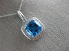 ESTATE 1.88CT DIAMOND & AAA BLUE TOPAZ 14KT WHITE GOLD 3D SQUARE HALO PENDANT
