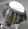 ANTIQUE LARGE .90CT DIAMOND & MOONSTONE 14KT BLACK & YELLOW GOLD 3D FLIGREE RING