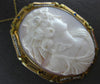 ANTIQUE LARGE PEARL & SAPPHIRE 14K YELLOW GOLD SHELL CAMEO PIN PENDANT #19939