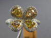 ESTATE WIDE 1.52CT MULTI COLOR DIAMOND 14KT 2 TONE GOLD CLOVER FLOWER LOVE RING
