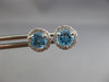 ESTATE 1.17CT DIAMOND & AAA BLUE TOPAZ 14KT WHITE GOLD ROUND HALO STUD EARRINGS