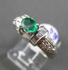ANTIQUE 2.01CT DIAMOND & AAA OVAL EMERALD 18KT WHITE GOLD 3D ENGAGEMENT RING