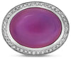 ESTATE LARGE 14.09CT DIAMOND & AAA CABOCHON AMETHYST 14K WHITE GOLD 3D HALO RING