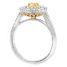 ESTATE 1.08CT WHITE & FANCY YELLOW DIAMOND 18KT 2 TONE GOLD HALO ENGAGEMENT RING